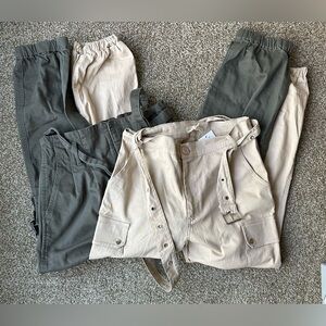 Green Cargo Fashion Nova Pants and Cream Cargos size L